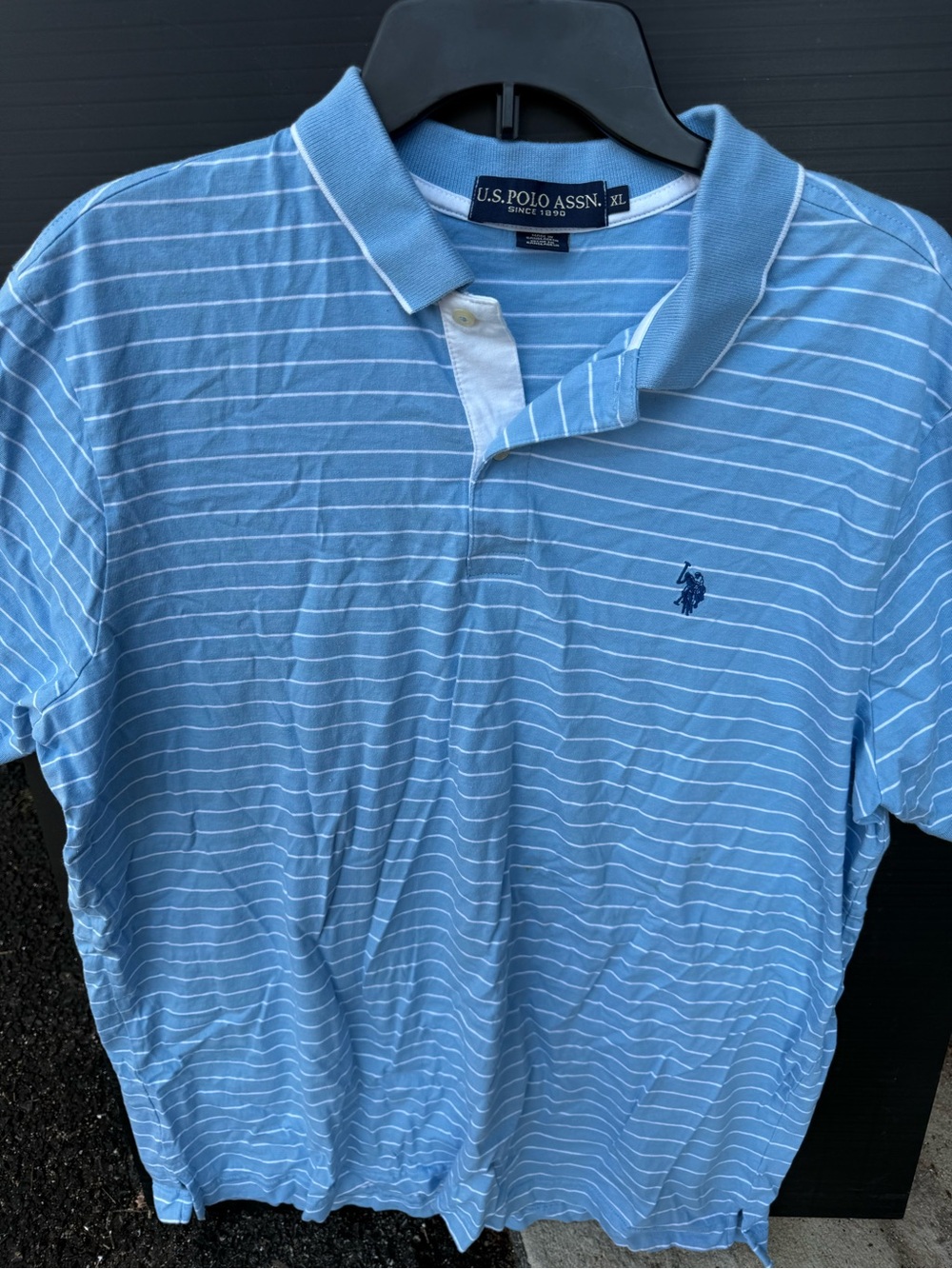 U.S. Polo Assn. Light Blue and White Striped Polo